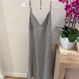 Black and White Polka Dot Dress with slit on the side